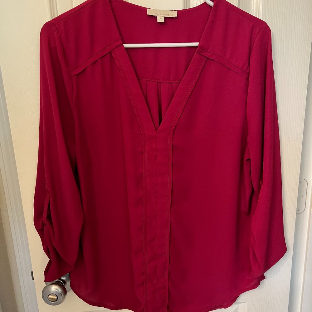 &. Layered Dark Pink Blouse